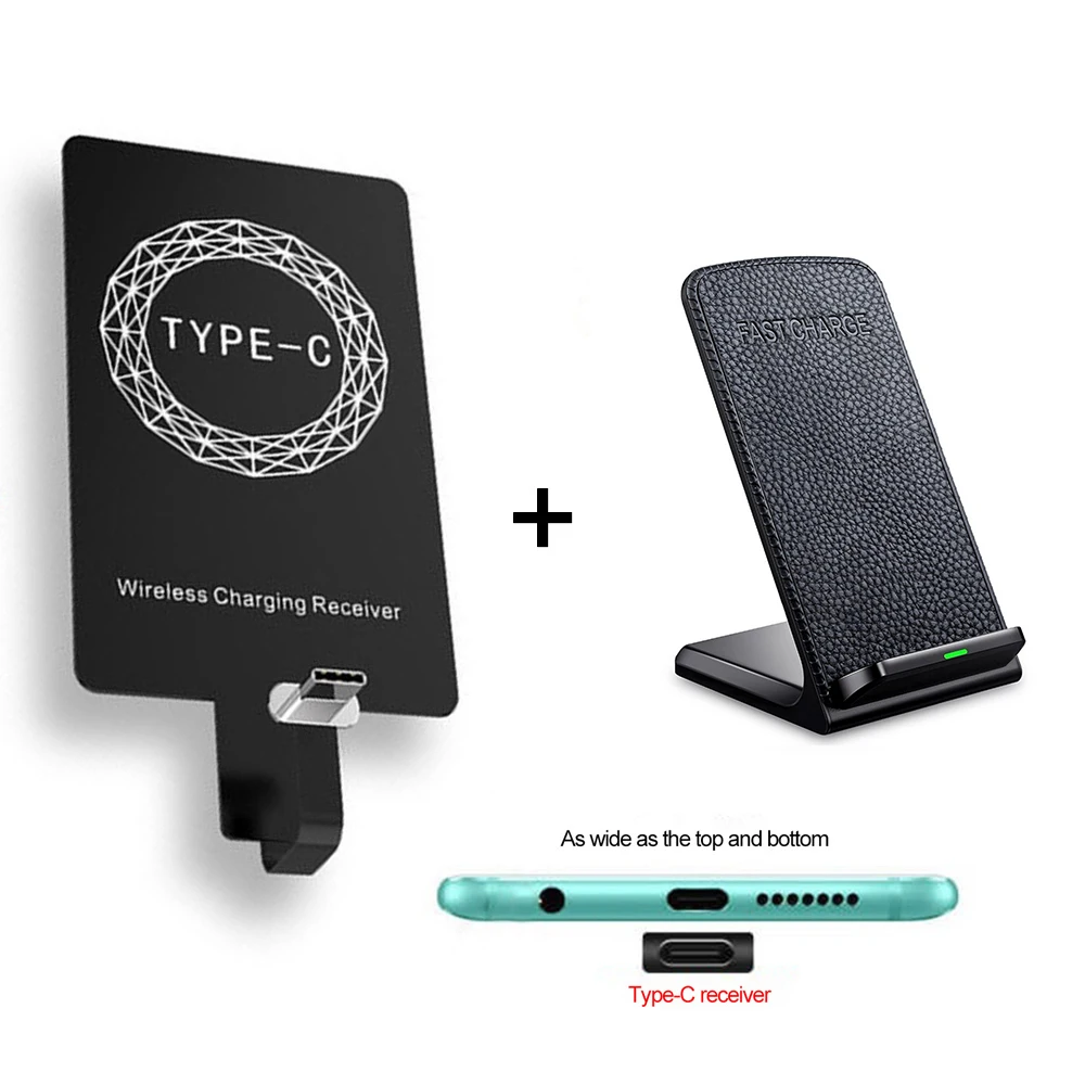 Qi Fast Wireless Charger 10W Quick Charging Holder Stand for iPhone X XS XR 8 Samsung S7 S8 S9 Huawei P30 pro Xiaomi 9 Vetical - Цвет: with type c receiver