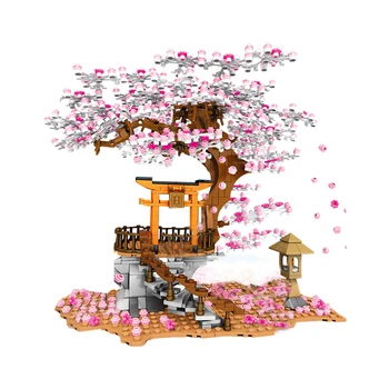 

New Hot 1167+Pcs Moc Small Particles Romantic Sakura Tree Cherry Blossom Building Blocks Toys For Children