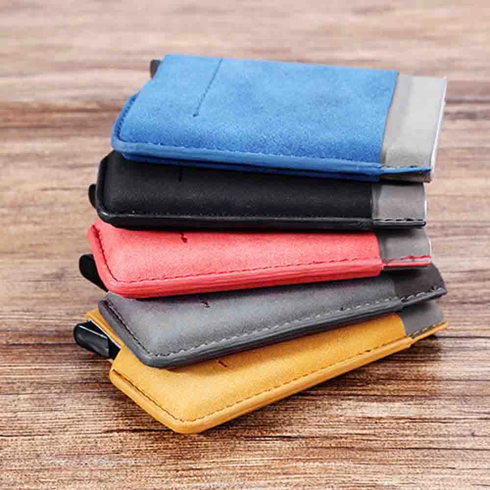 Mobile Phone Credit Card With Elasticity Back Pouch ID Credit Card Holder Mini Slim Wallet Automatic Pop Up Bank Card Case 826
