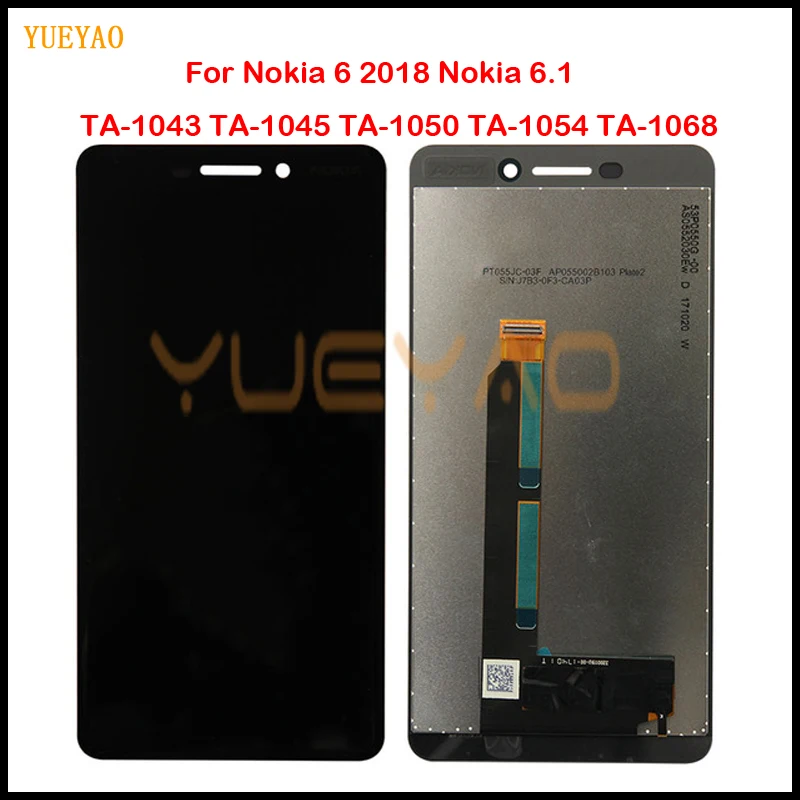 Для Nokia 6 2018 1 TA-1043 TA-1045 TA-1050 TA-1054 TA-1068 ЖК-дисплей сенсорный экран стеклянная панель