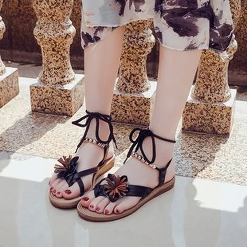 

Rome women shoes Summer Hemp Rope Flat Lace Cross-tied Slippers Open Toe Sandals Sandalia Feminina chaussures femme