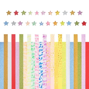 

23bags/set Lucky Star Origami Paper Glitter Powder Luminous Style Folding Paper