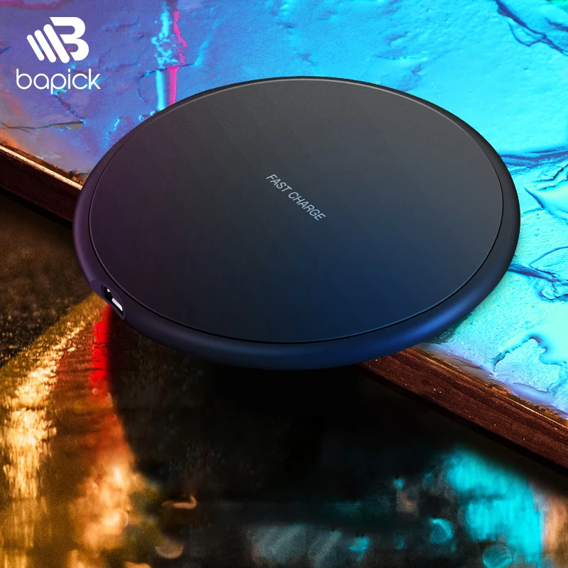 

BAPICK 10W Wireless Charging Pad Qi Wireless Charger For iphone 11 X Xr Xs Max Samsung Wireless Fast Charger For Xiaomi Huawei