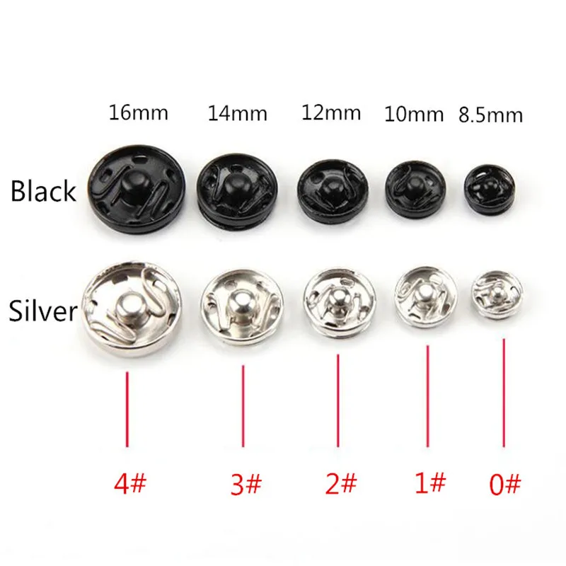 Sewing Accessories Snap Buttons Black Silver Metal Fasteners Press Button 8.5/10/12/16mm Iron Stud Plating Round Button  5BB5967 4