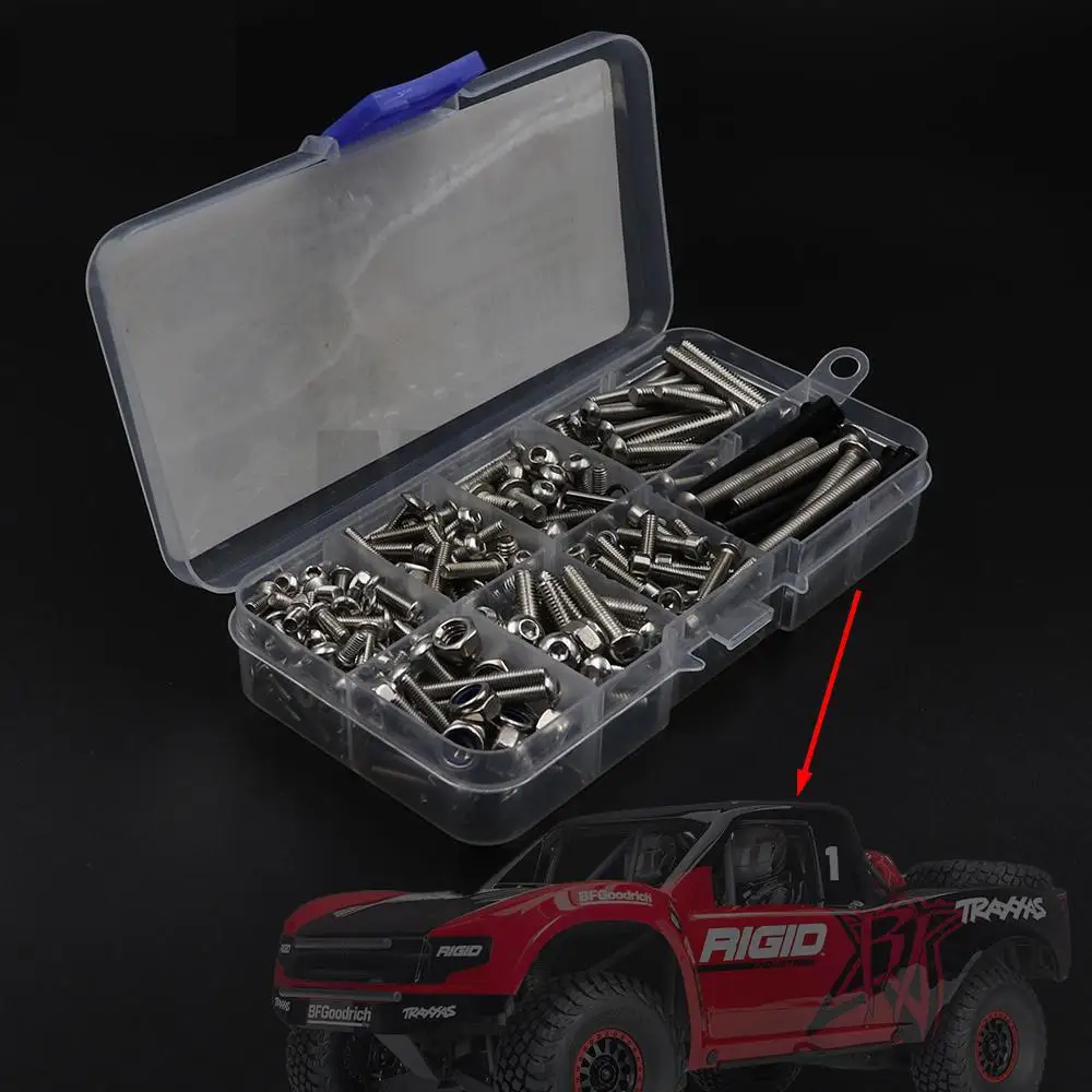 

RC Repair Tool Stainless Steel Screw Screw Box Repair Kit for Trax 1/7 Unlimited Desert Racer UDR 85076-4 Gasket nut