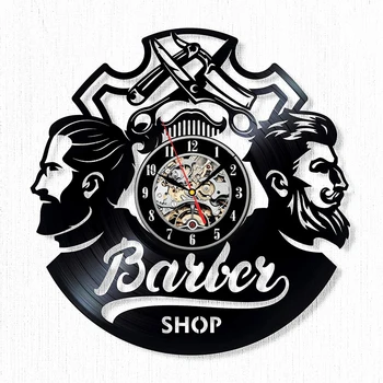 

Barber Shop Wall Clock Modern Design Hairdresser Barbershop Vinyl Record Clocks Wall Watch Home Decor For Barber Salon