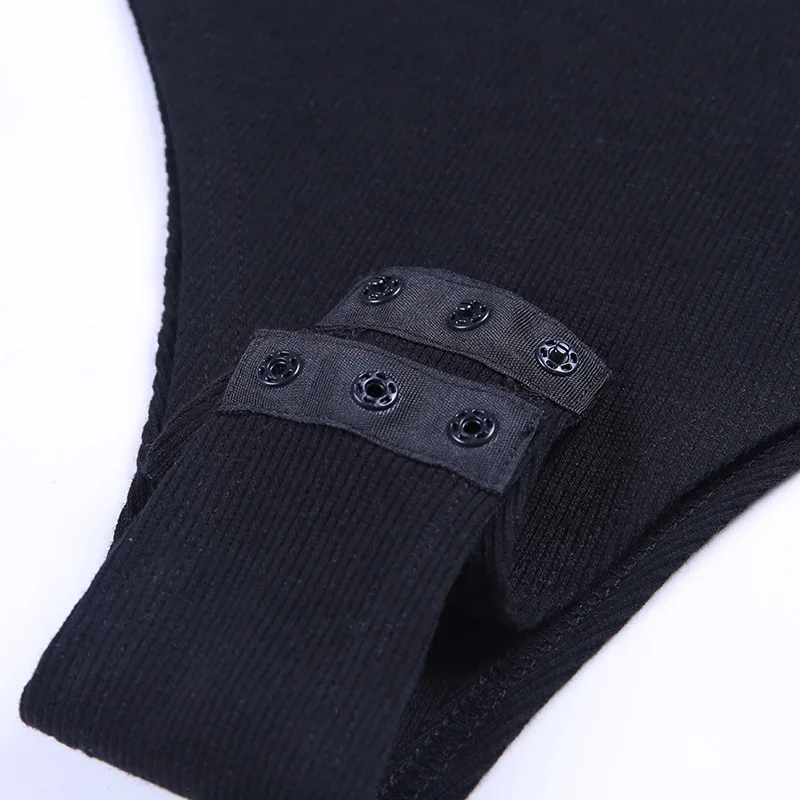 Yuqung Black Dot Mesh Sexy Bodysuit Women Tops Elegant long Puff Sleeve Bodysuits Autumn Skinny Party Overalls Jumpsuit