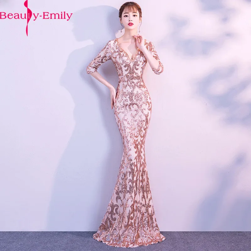 Schoonheid Emily Luxe Kralen Sexy Mermaid Avondjurken 2019 v-hals Lange Party Prom Dresses Plus Size Partij Jassen Schoonheid Emily Luxe Kralen Sexy Mermaid Avondjurken 2019 v-hals Lange Party Prom Dresses Plus Size Partij Jassen