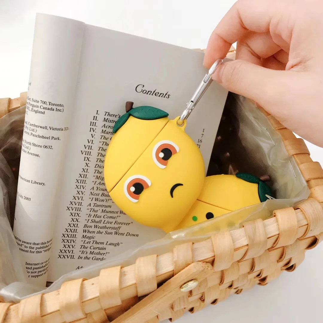 3D милый fat banana expression pack lemon Bluetooth беспроводная гарнитура Набор силиконовый чехол для гарнитура для airpods защитный чехол