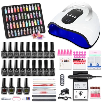 

Nail Set for Manicure Kit Gel Nail Polish Set with 20000RPM Nail Drill Machine 120WNail Lamp Nail Art Tools Nail Art Decorations