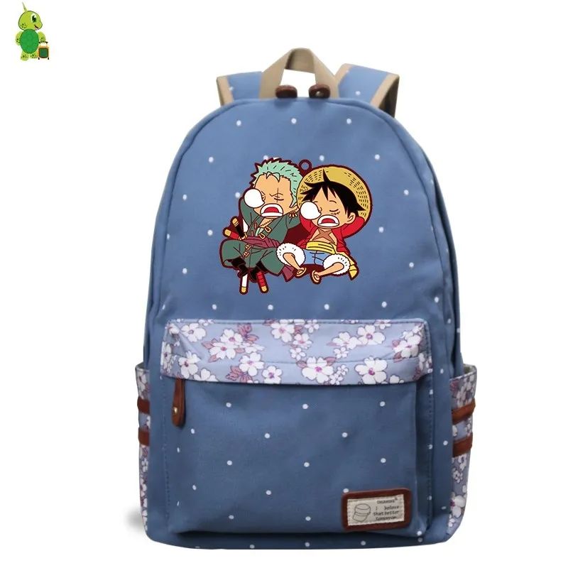 Mochila Один Кусок Луффи рюкзак для женщин цветок волновой точки школьные сумки для девочек подростков ноутбук рюкзак туристический рюкзак - Цвет: 2