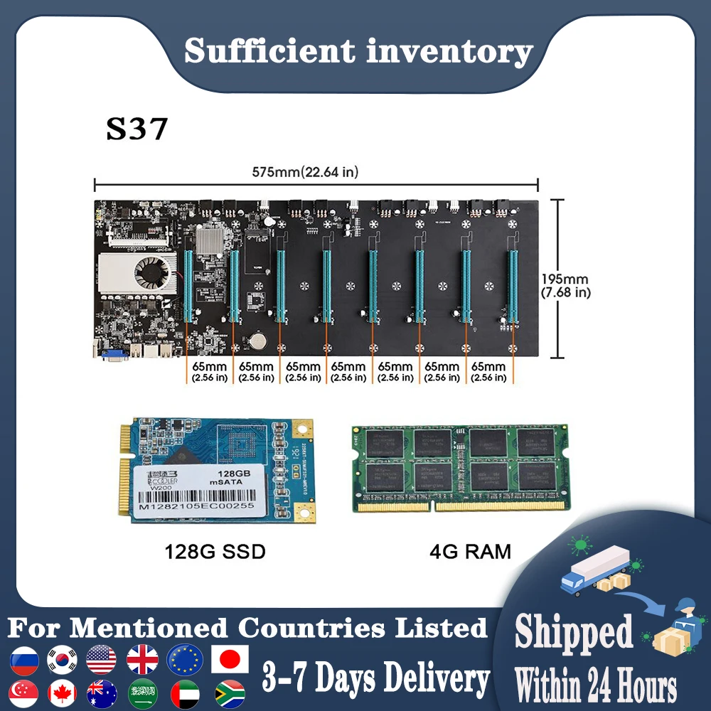 Материнская плата ETH BTC Miner с расширяемым портом 8 * PCIE 16X /4 USB2.0 /DDR3 слот