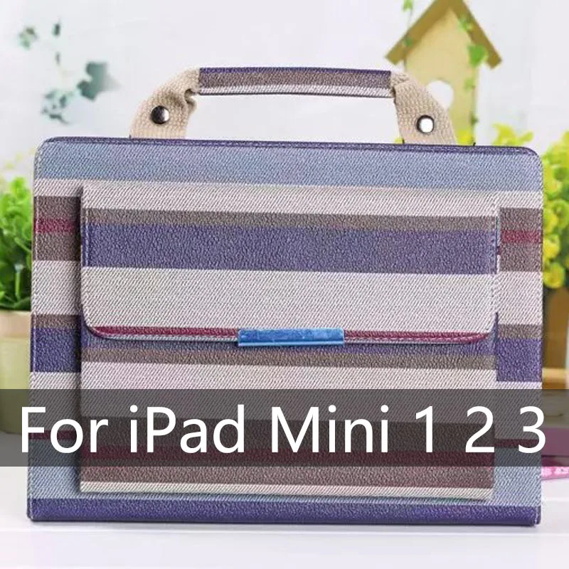 Для Ipad Mini 1 2 3 чехол для планшета из искусственной кожи, чехол-портфель, откидная подставка, чехол-кошелек, сумочка, для Apple iPad mini 4, умный чехол - Цвет: Серебристый