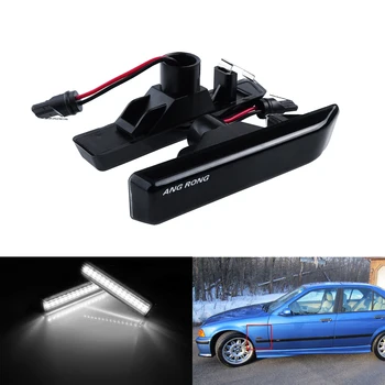 

ANGRONG 2x Side Marker Repeater LED Light White Black Smoked Lens New For BMW E53 X5 E36 M3