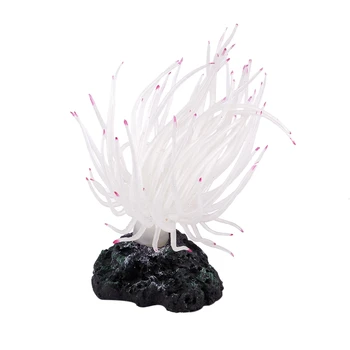 

Silicone Aquarium Underwater Artificial Grass Plant 4-inch High White