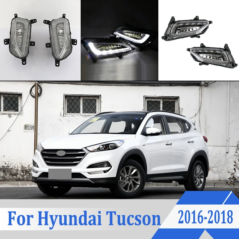 2 шт. для hyundai Tucson- 6000K белый светильник Светодиодный дневной ходовой светильник DRL Автомобильная противотуманная фара