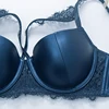 Bra Set Push Up Solid Padded Cup PU Leather Eyelash Lace Decoration Underwired Sexy Lingerie For Women ► Photo 2/6