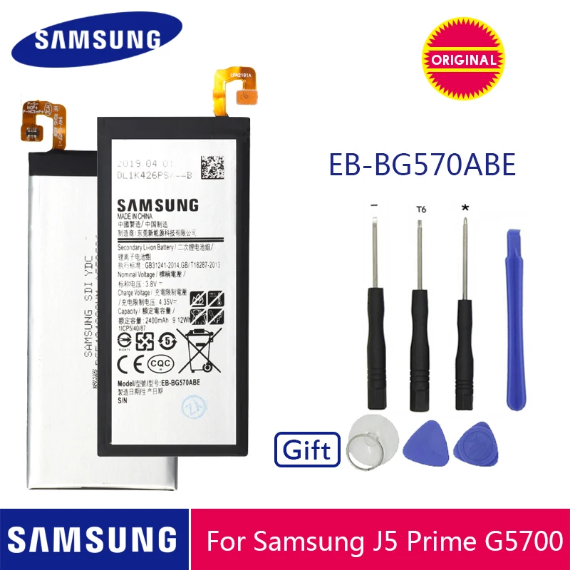 

SAMSUNG Original Battery EB-BG570ABE For 2016 Edition Samsung Galaxy On5 G5700 G5510 J5 Prime Replacement batteries 2400mAh