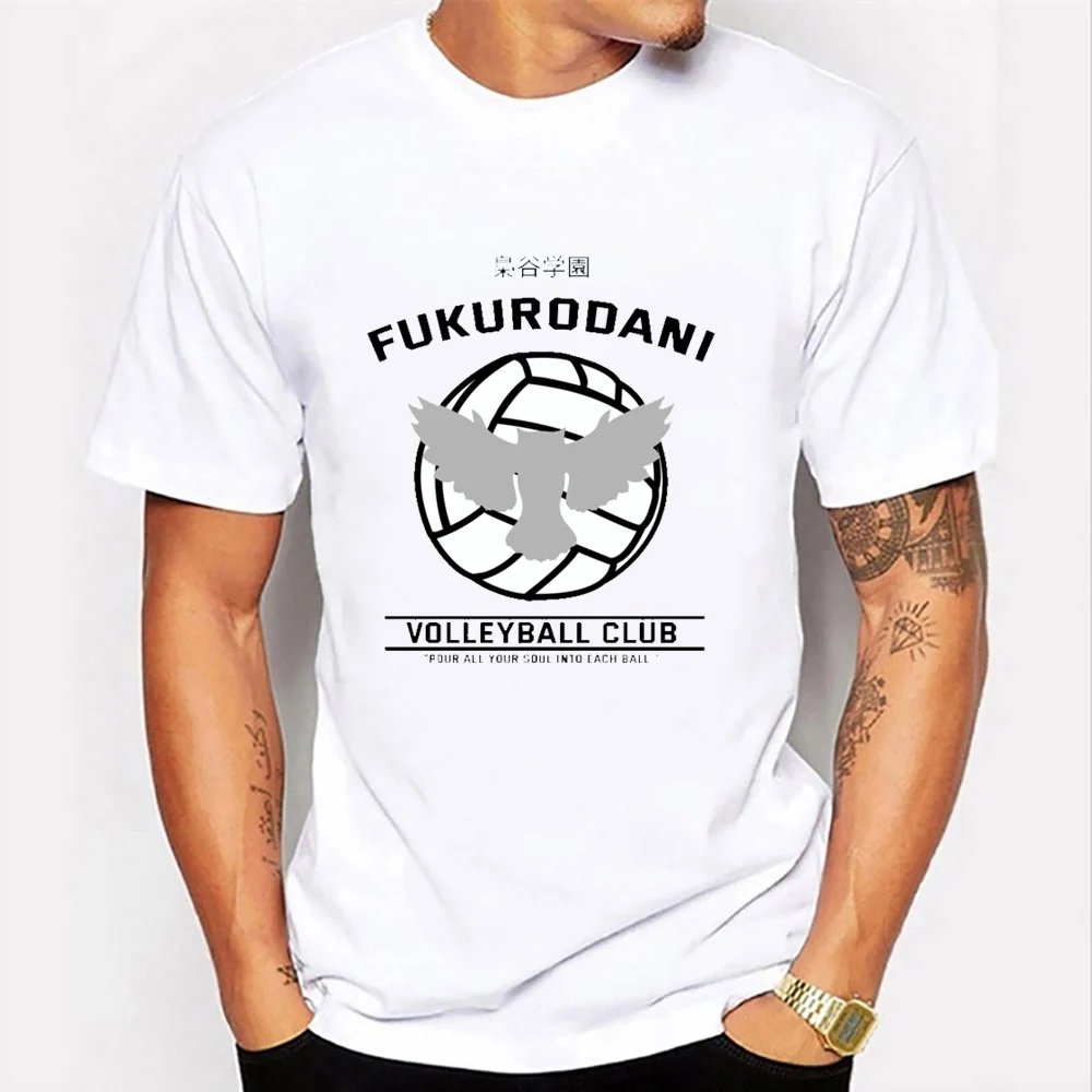 ОЯ Haikyuu футболка Fukurodani Volleyball Club футболки летние свободные топы с круглым вырезом