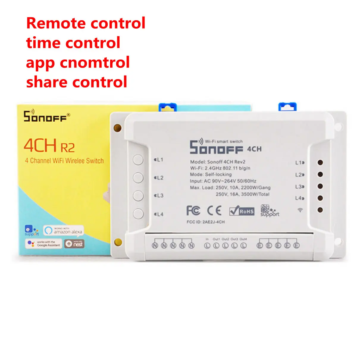  Sonoff 4CH R2 Wireless Multi-channel WIFI Switch Independent Remote Control Smart House Home Automa - 4000109015274