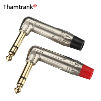 

100pcs/lot Jack 6.35mm 3 Poles Stereo Male Connector Gold Plated 1/4 Inch Plug Microphone Connector 5Pairs Red+Black