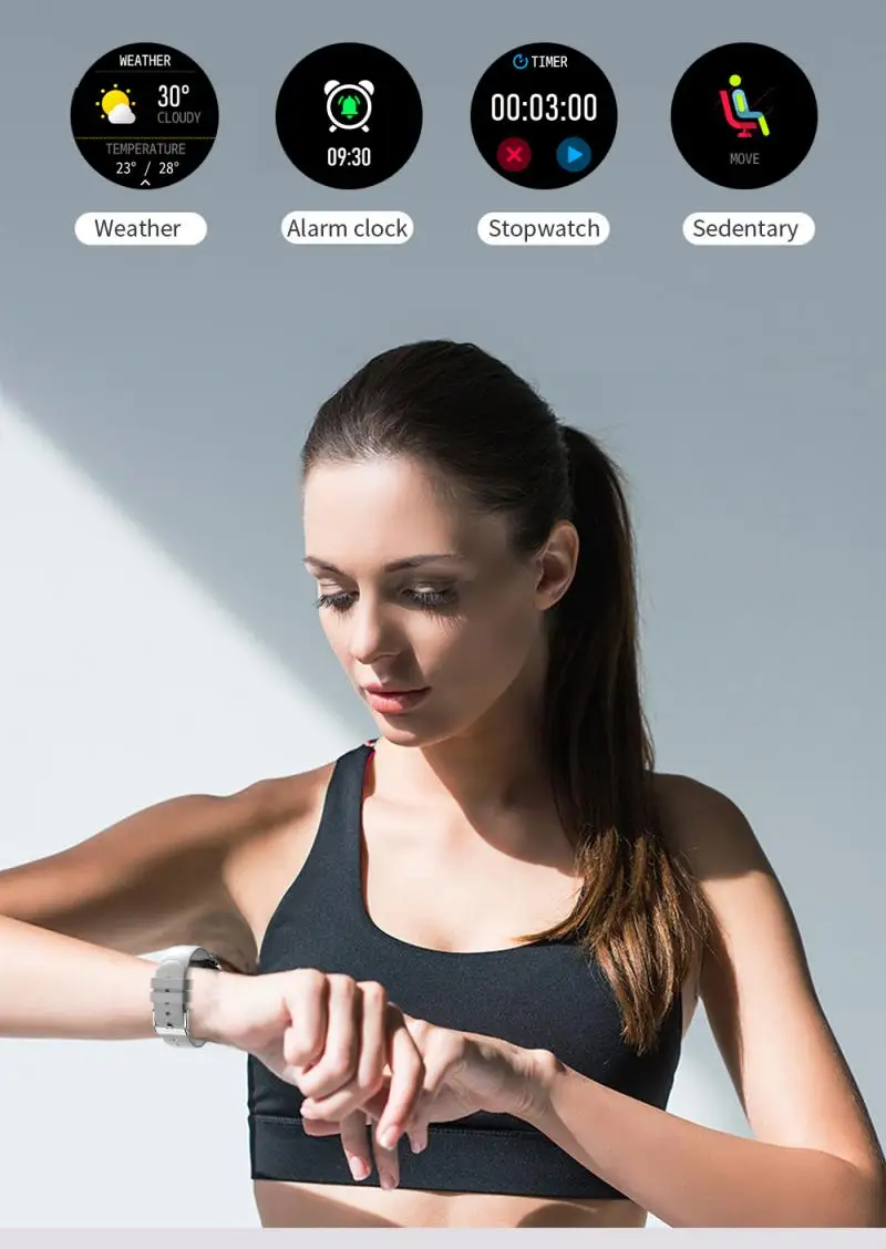 2021 V23 Smart Watch Full Touch Screen IP67 Waterproof Heart Rate Blood Monitor For IOS Android Sport Smart Watch Smart Band