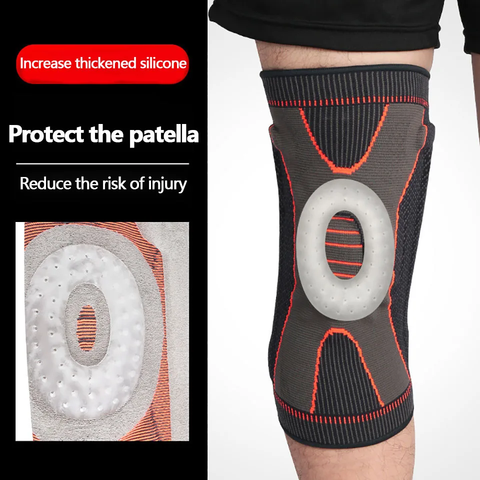 1Pcs S-2XL Large Size Runing Hiking Nylon Silicon Padded Knee Pads Support Brace Patella Protector Kneepad For Fat Person 5