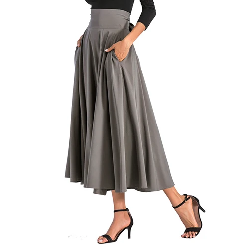Новинка, модная женская длинная юбка, Повседневная Весенняя летняя юбка, женская элегантная однотонная трапециевидная юбка макси с бантом, женская одежда - Цвет: dark gray