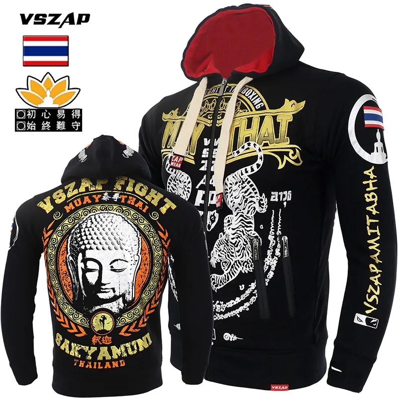 VSZAP Толстовка MMA Muay Thai Tiger Fighting толстовки флисовая куртка мужские толстовки для бега тренажерный зал бокс боевое искусство пальто толстовка