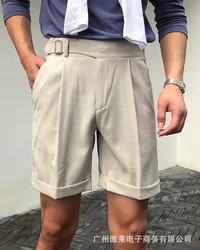 Short taille haute pour hommes, Simple, droit, couleur unie, nouvelle mode, printemps et été, 2021 