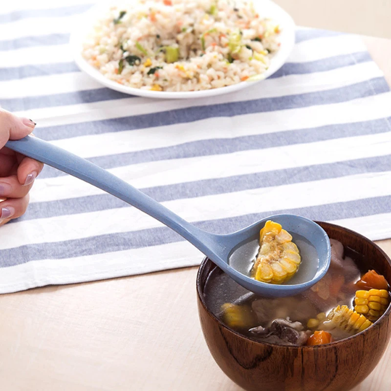 

Wheat Straw Long Handle Spoon Eco-friendly Soup Spoon Porridge Kitchen Tableware Meal Dinner Spoons Cooking Gadget