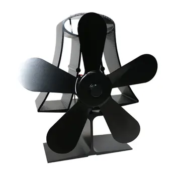 

5 Blades Heat Powered Stove Fan Wall Mounted Silient Fireplace Fan Wood Burner