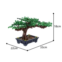 New Bonsai Tree Green Bush Flower Grass Plant Model Building Blocks Mini Plant Home Garden Bricks Assembly Toys for Children 2