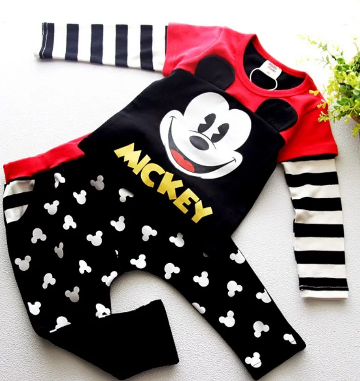 Unisex Spring Children Suit New Autumn Children Animal Cartoon Striped Long-sleeved Cotton Clothing For Baby Boys Girls Clothes