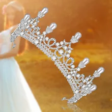 Горячая Роскошные благородные невесты жемчужная Корона модель подиума аксессуары для волос аксессуары для вечеринки по случаю Дня Рождения