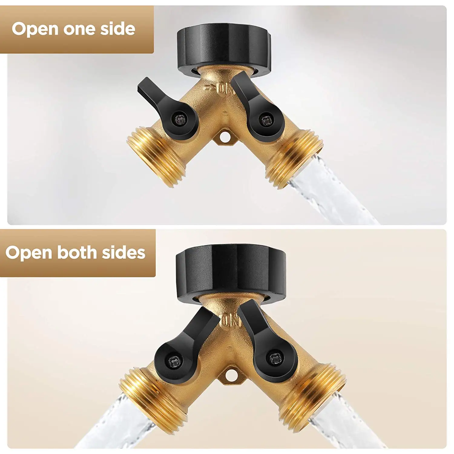 2 Way Brass Hose Faucet Manifold Garden Tap Splitter Water Segregator Pipe Divider Switcher Control Valve Y-Type Ball Valve