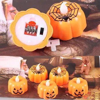 

Candles Lamp LED Tealight Pumpkin Halloween Battery Electronic Flickering Best Gift Home Candles Light Creative Flameless