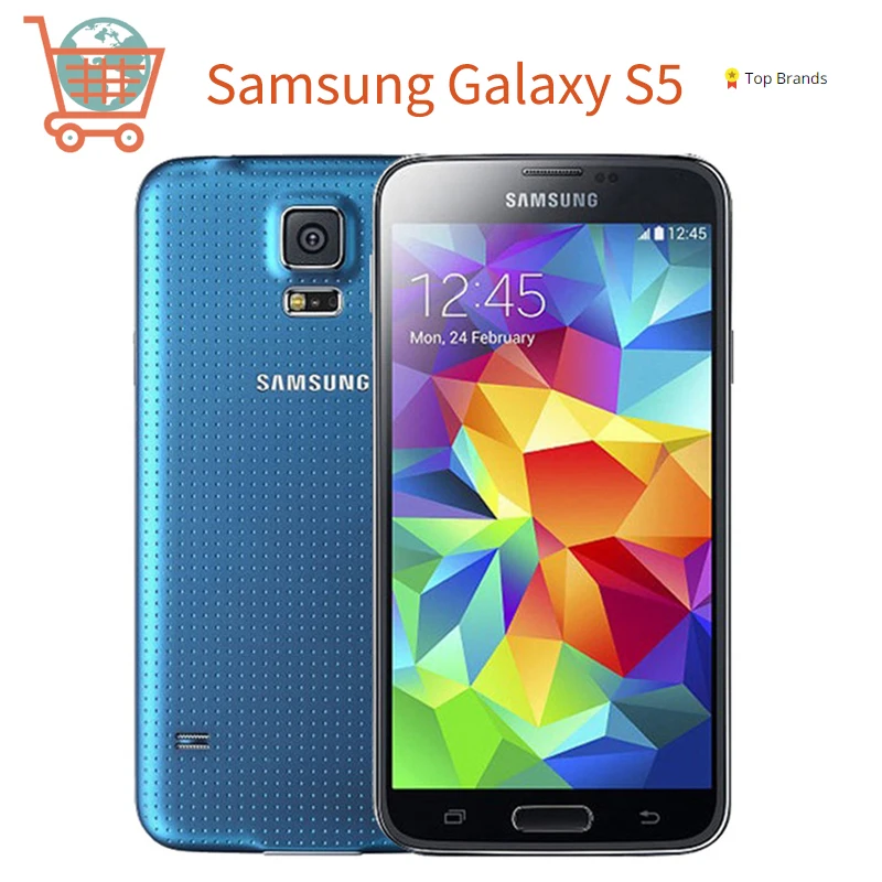 Восстановленный телефон SAMSUNG Galaxy S5 разблокированный 3G и 4G 16MP камера GPS WIFI Android
