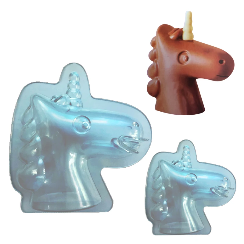 

3D Unicorn Shape Plastic Chocolate Mold Cake Decoration Candy Confectionery Tools Polycarbonate Chocolate Mold For Baking