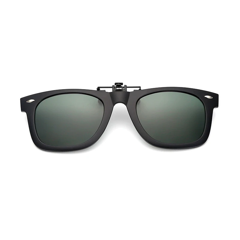 Dark Green SAYLAYO квадратные поляризационные солнцезащитные очки на застежке, очки для близорукости, для рыбалки, для вождения для путешествий, легко откидываются, линзы, защита от уф400 лучей - Цвет линз: Dark Green