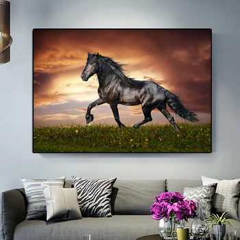 

Wild Horse Running Canvas Painting Modern Animal Steed Unframed Wall Art Prints Artwork Pictures Gift For Home Decoration