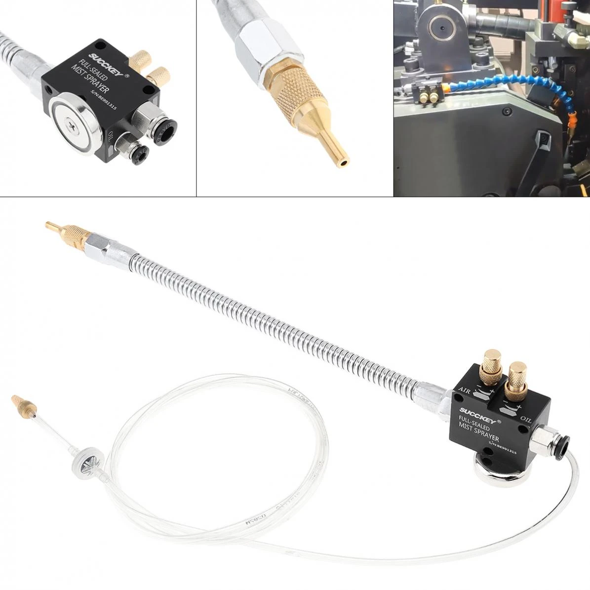 Precision Mist Coolant Lubrication Spray System w// Adsorbable Magnetic Base 8mm