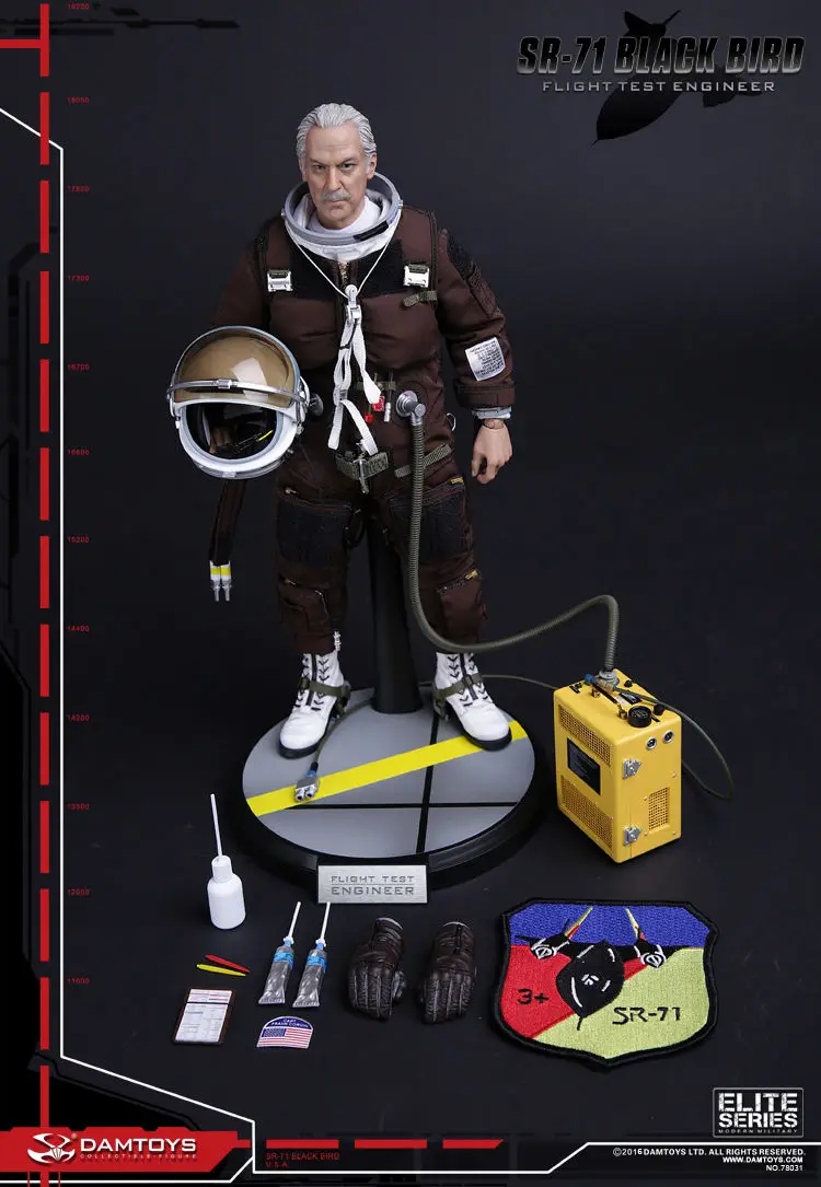 DAMTOYS 78031 1/6 SR-71 U2 BLACK BIRD FLIGHT TEST ENGINEER Коллекционная фигурка для фанатов подарок на
