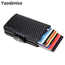 Мужская двойная алюминиевая ремка для телефона кожаный держатель для кредитных карт RFID металлический кошелек автоматический всплывающий Противоугонный кошелек деловой ID cardholder