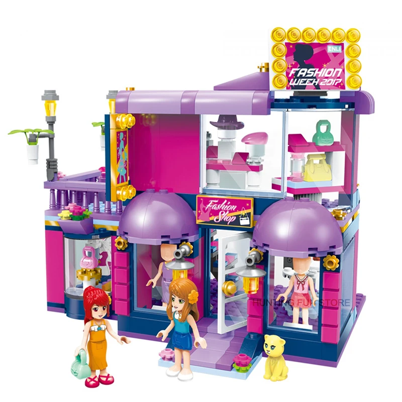 

Qman 2005 Enli City Boutique Set Friends Series with Mini figures Educational Building Blocks Toys For Girls DIY Gifts 458PCS