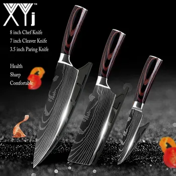 

Kitchen Knife Set Gift Cover Case Sheath 8 inch Japanese Chef Knives 7CR17 440C Stainless Steel Meat Cleaver Slicer Fruit Set
