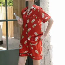 Женские пижамы, шорты, набор для женщин, имитация шелка, рисунок, пижамы, одежда для сна, сексуальное белье, ночное белье, набор# G4