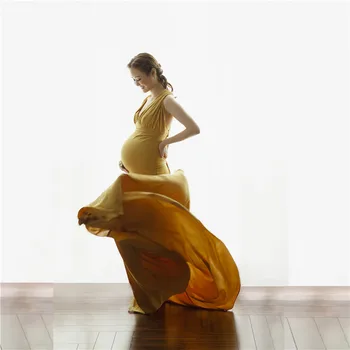 

Jersey Slim Fit Maternity Dress For Photography Soft V-Neck Pregnant Clothes Sexy Maternity Gown for Photo Shoot