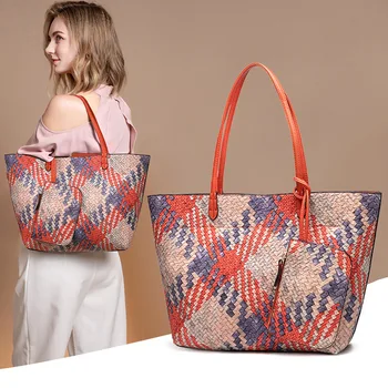

Woven Bag Women's Shoulder Bag 2020 New Fashion Large Capacity Different Size Bags Tote Casual Handbag