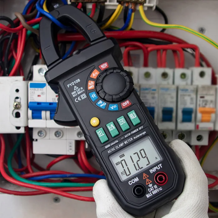 FY2108 цифровой клещи мультиметр Вольтметр Амперметр 600A AC/DC Ом Напряжение Ток тестеры метр GHS99